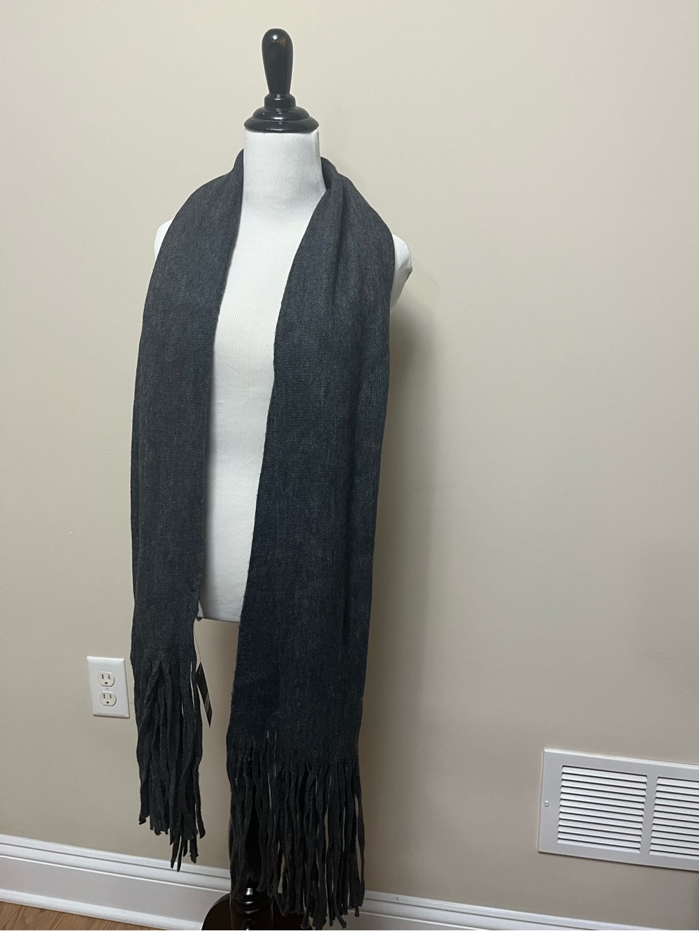 Lucky Brand Dark Charcoal Fringe Scarf